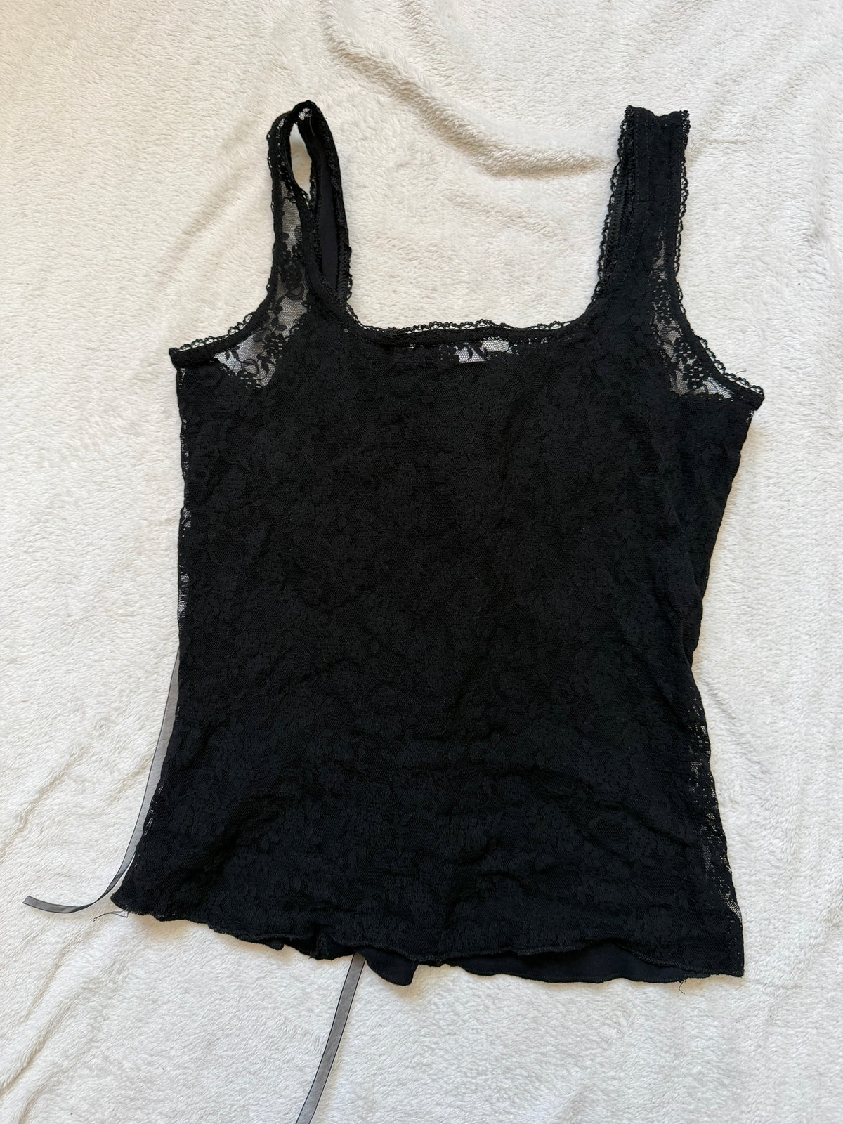 Vampy Goth Black Lace-Up Ribbon Corset Top – Size S/M