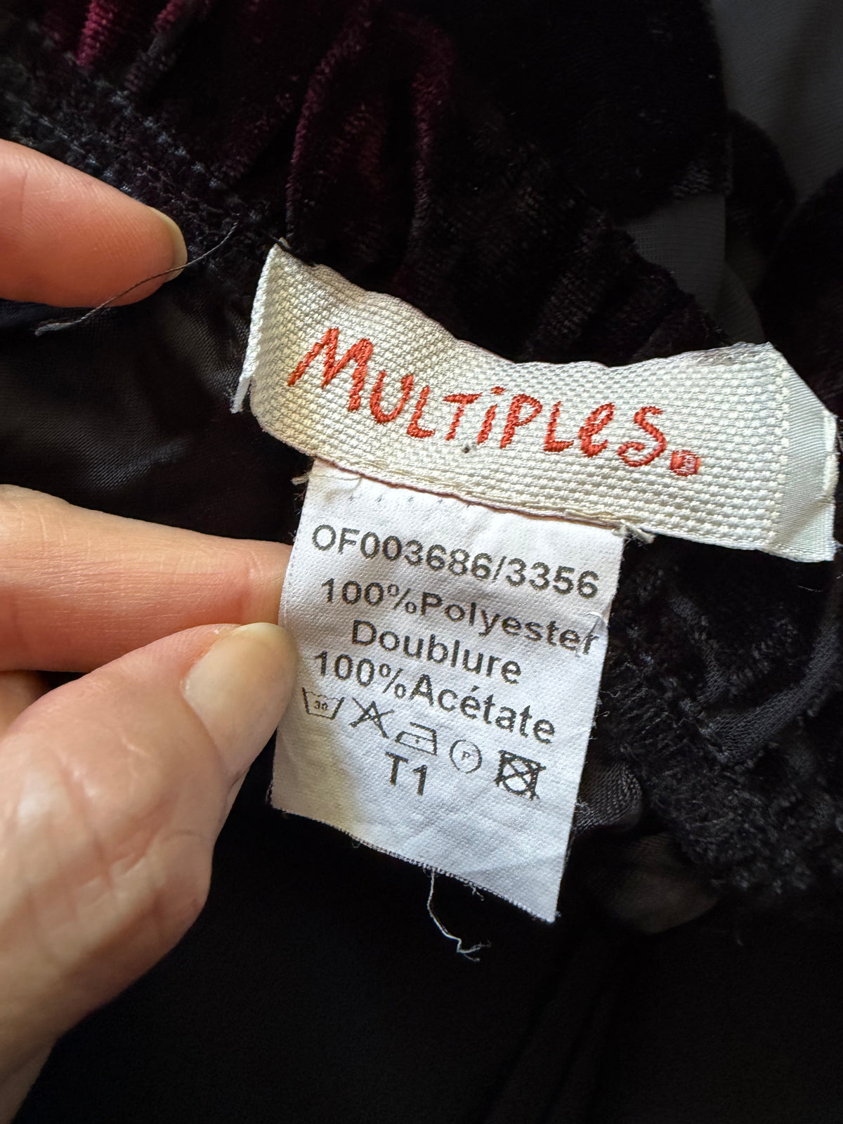 Jupe longue en velours dévoré noir à motifs floraux style whimsigoth romantic goth - taille S