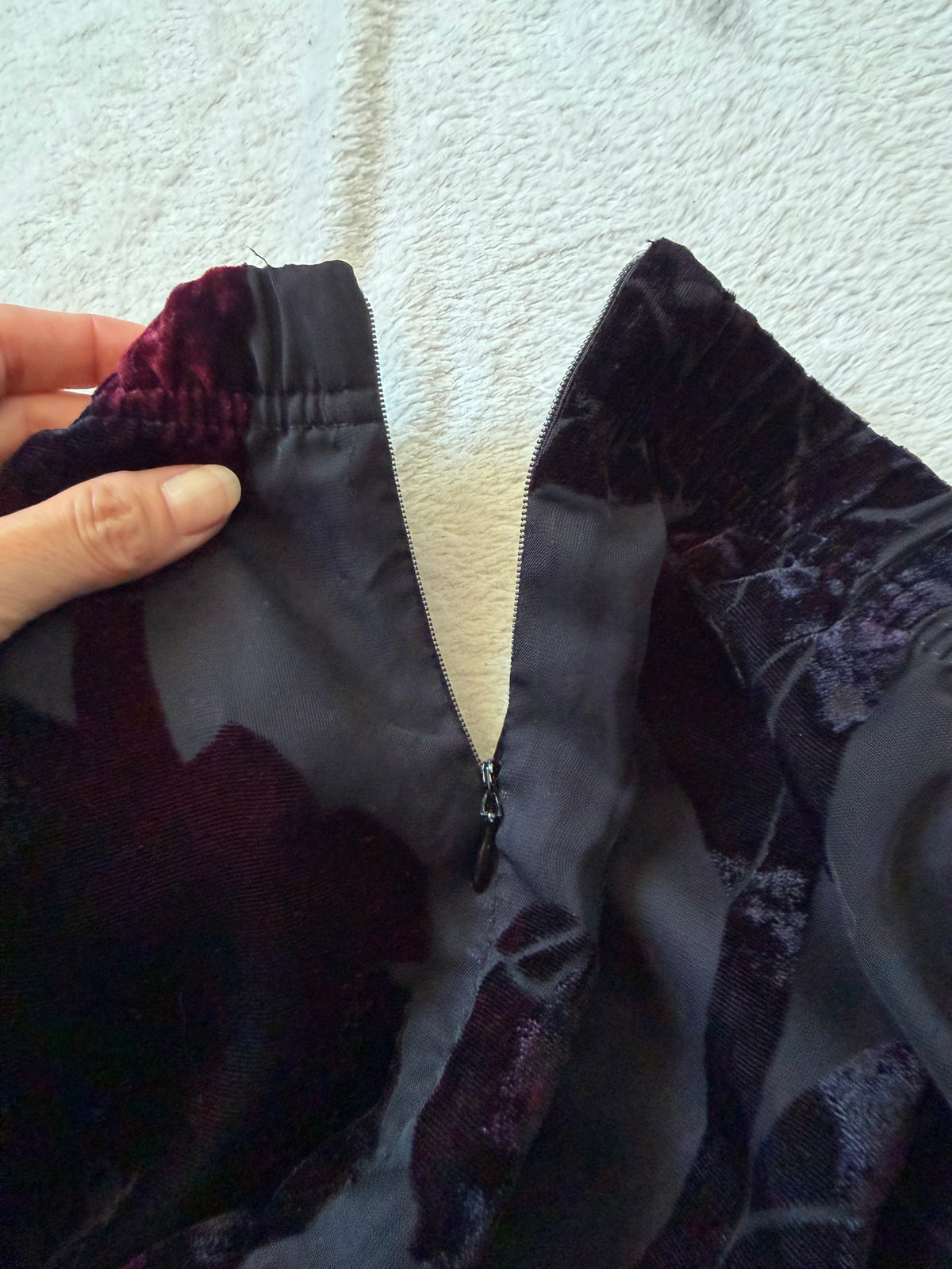 Jupe longue en velours dévoré noir à motifs floraux style whimsigoth romantic goth - taille S