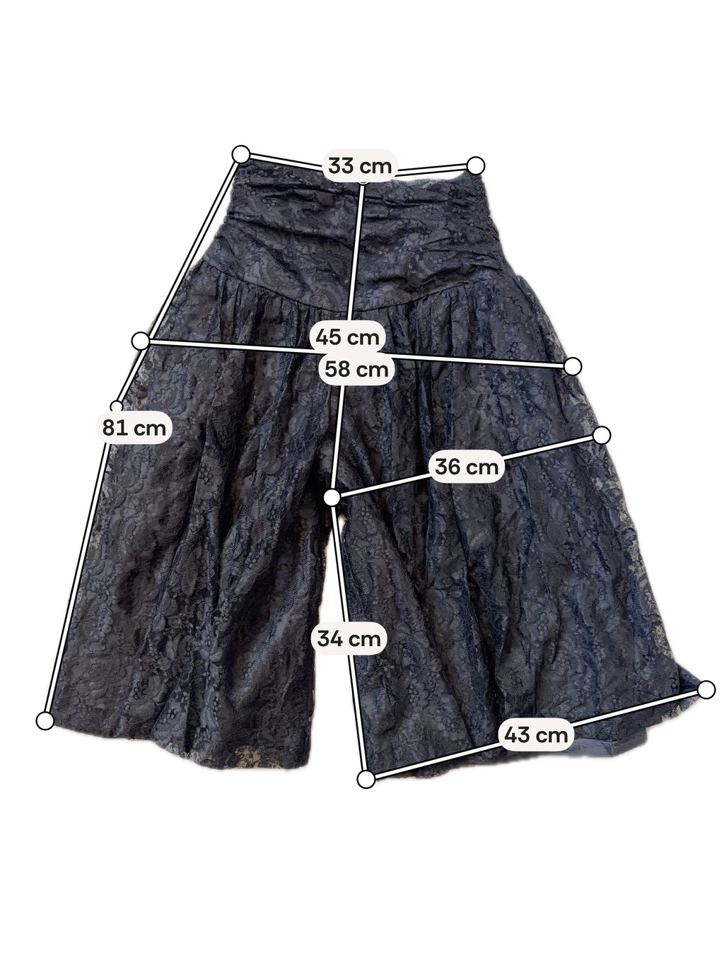 Jupe-culotte noire en dentelle fleurie style romantic goth whimsigoth - taille S