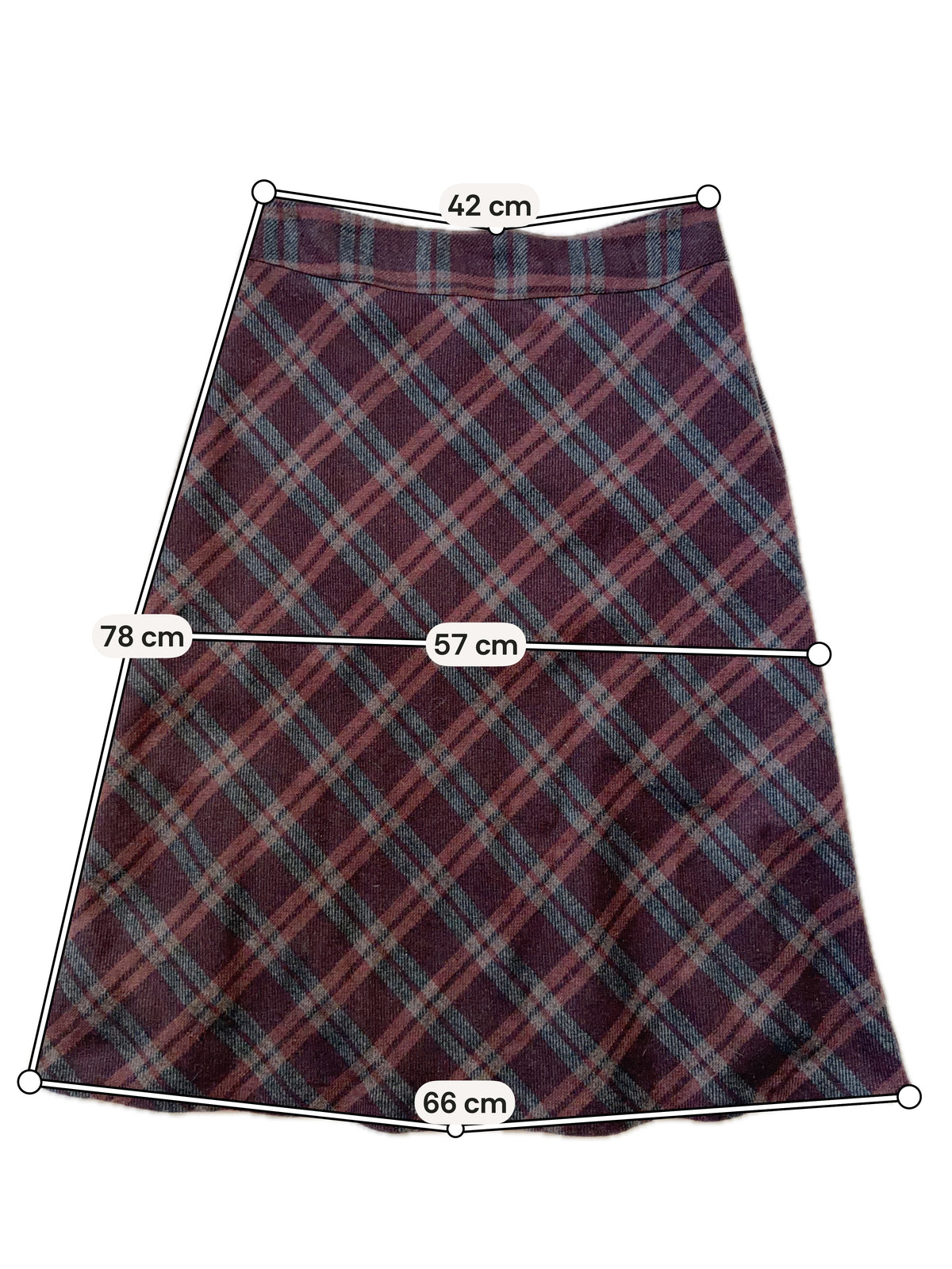 Jupe midi droite à carreaux tartan style dark academia - taille M/L