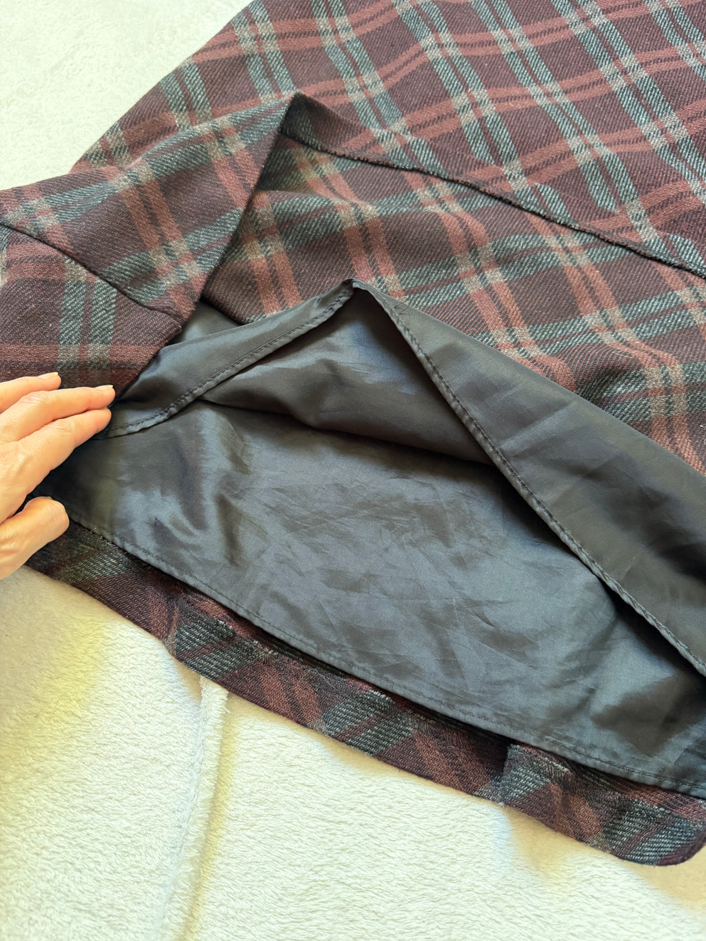 Jupe midi droite à carreaux tartan style dark academia - taille M/L