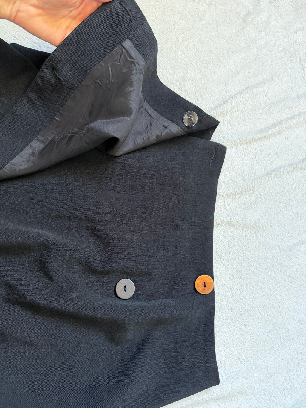 Jupe maxi noire taille haute à boutons style minimal goth - taille L/XL