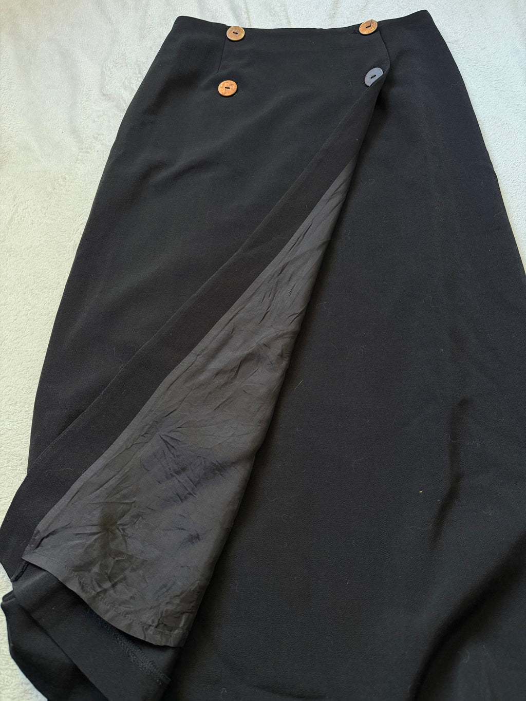 Jupe maxi noire taille haute à boutons style minimal goth - taille L/XL