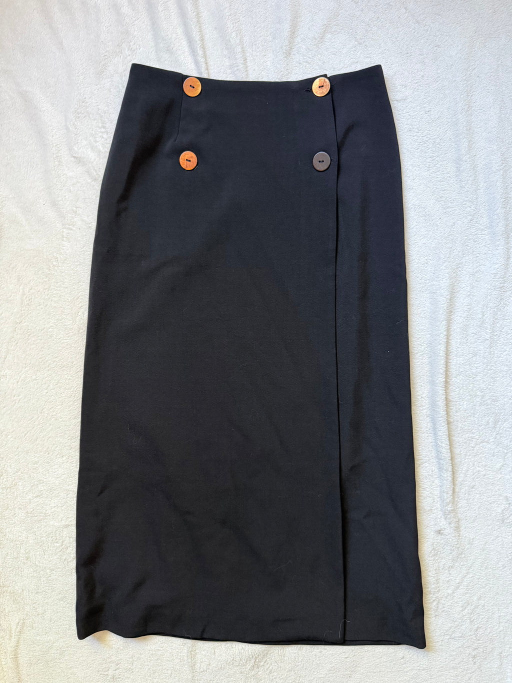 Jupe maxi noire taille haute à boutons style minimal goth - taille L/XL