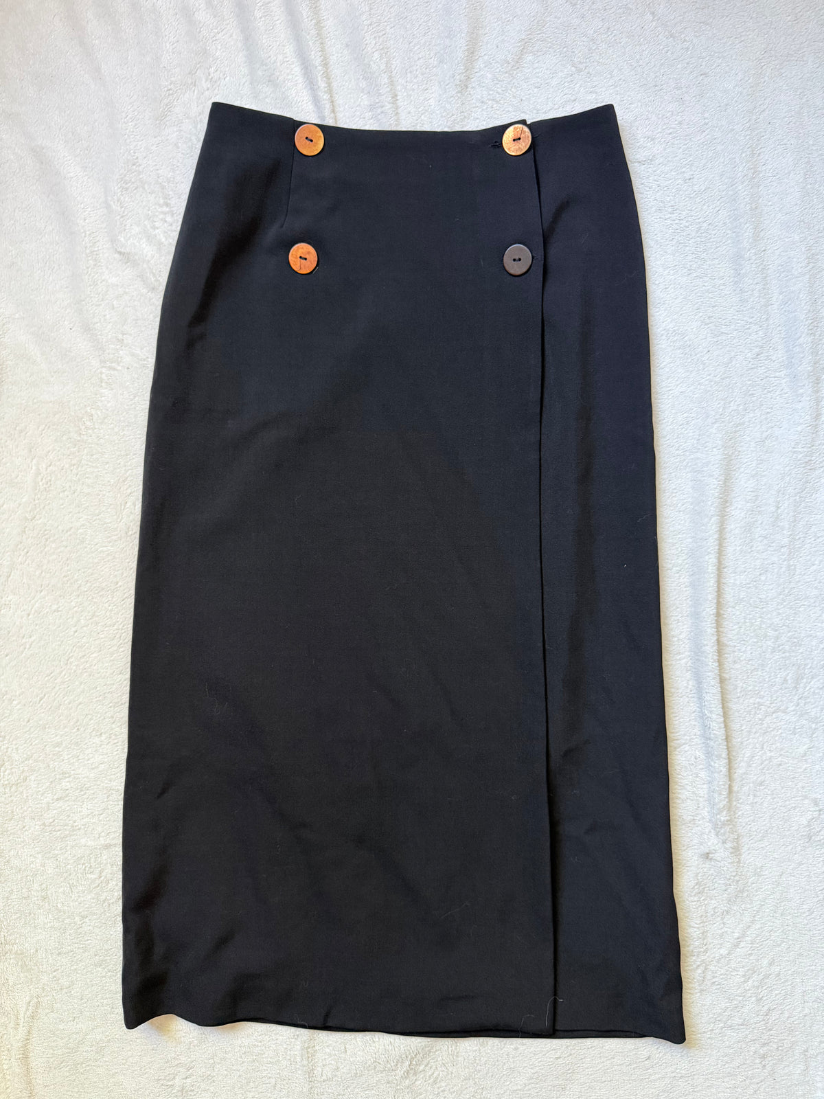 Jupe maxi noire taille haute à boutons style minimal goth - taille L/XL