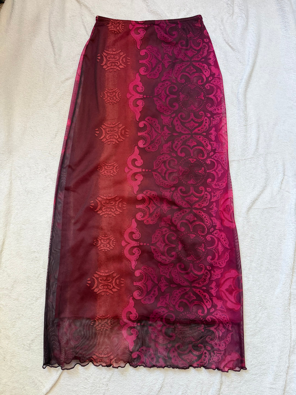 Set jupe longue + top bordeaux mesh baroque style whimsigoth – taille S
