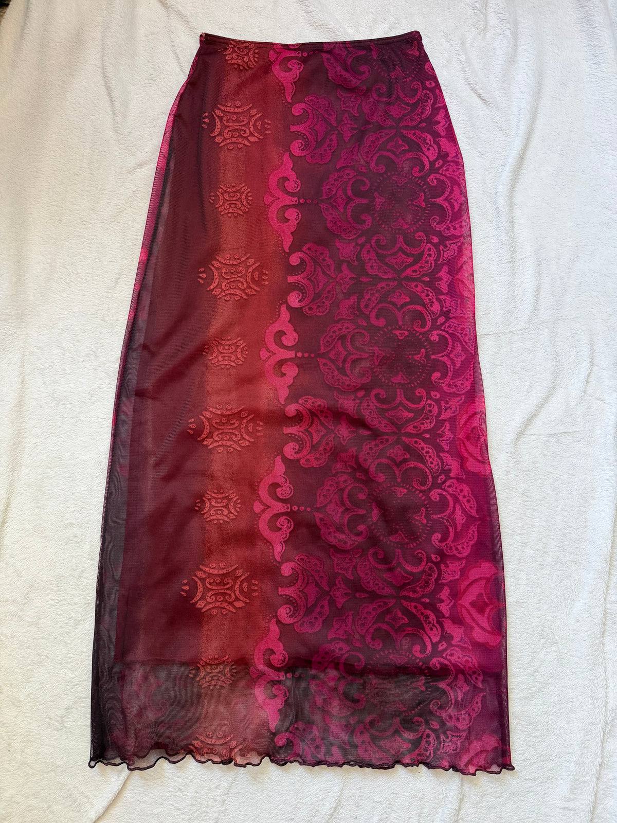 Set jupe longue + top bordeaux mesh baroque style whimsigoth – taille S