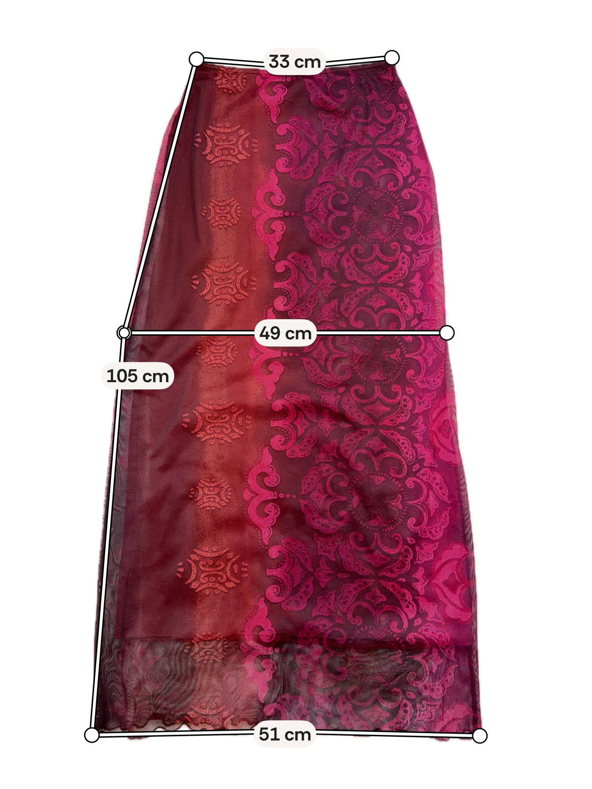 Set jupe longue + top bordeaux mesh baroque style whimsigoth – taille S