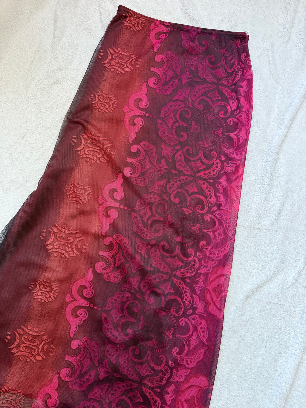 Set jupe longue + top bordeaux mesh baroque style whimsigoth – taille S