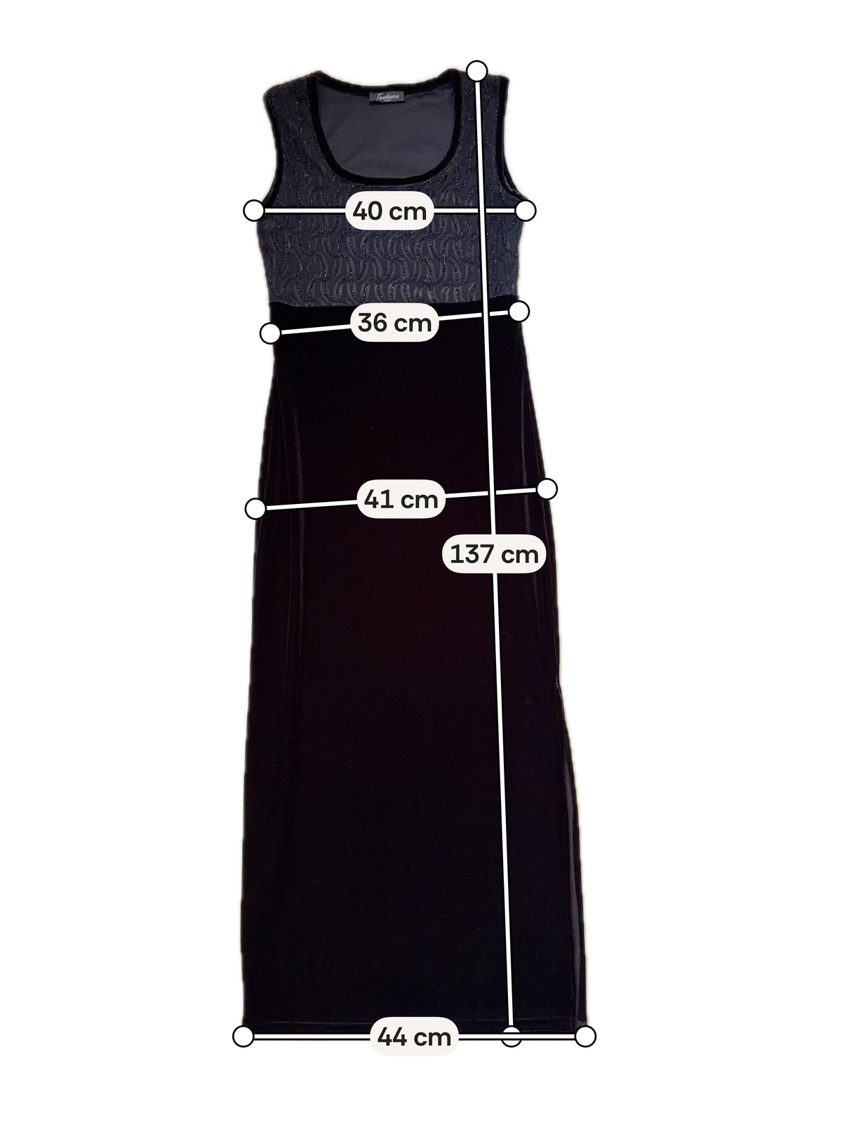 Robe longue velours noir buste pailleté texturé – goth glamour 90s Y2K – taille S/M
