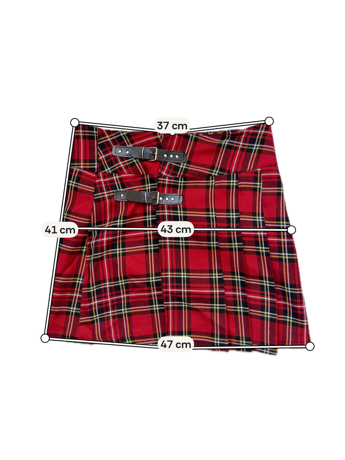 Minijupe tartan rouge plissée double boucle – punk goth school girl Y2K - S