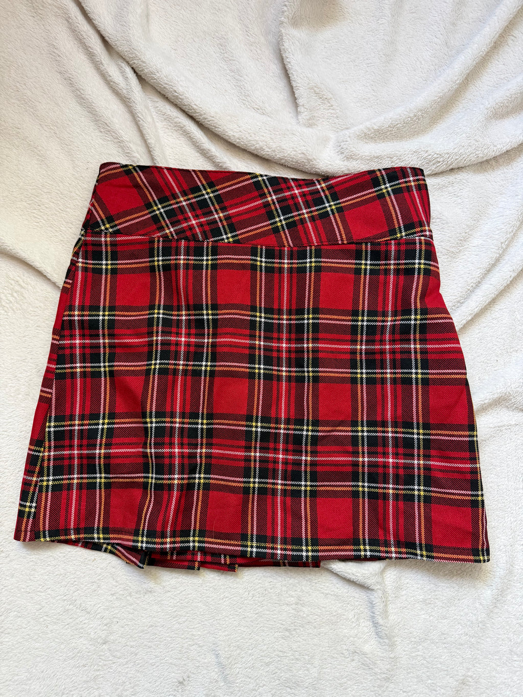 Minijupe tartan rouge plissée double boucle – punk goth school girl Y2K - S