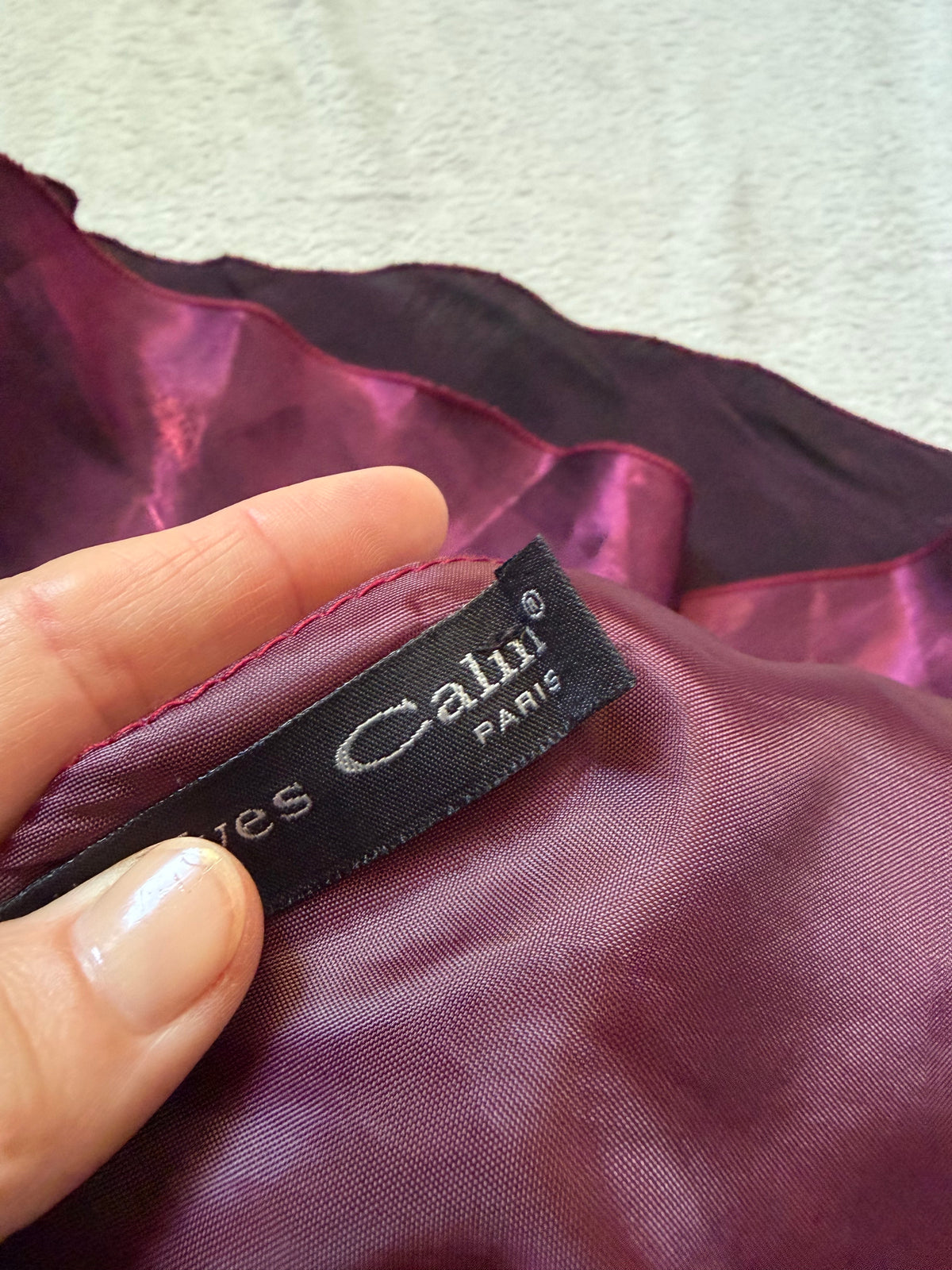 Satin burgundy/raspberry long dress with stole, 90s prom night style – size S/M