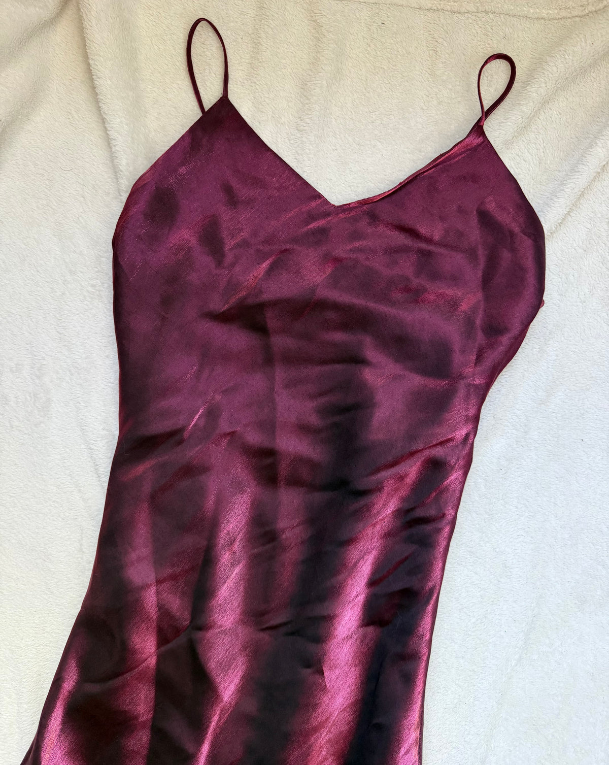 Satin burgundy/raspberry long dress with stole, 90s prom night style – size S/M