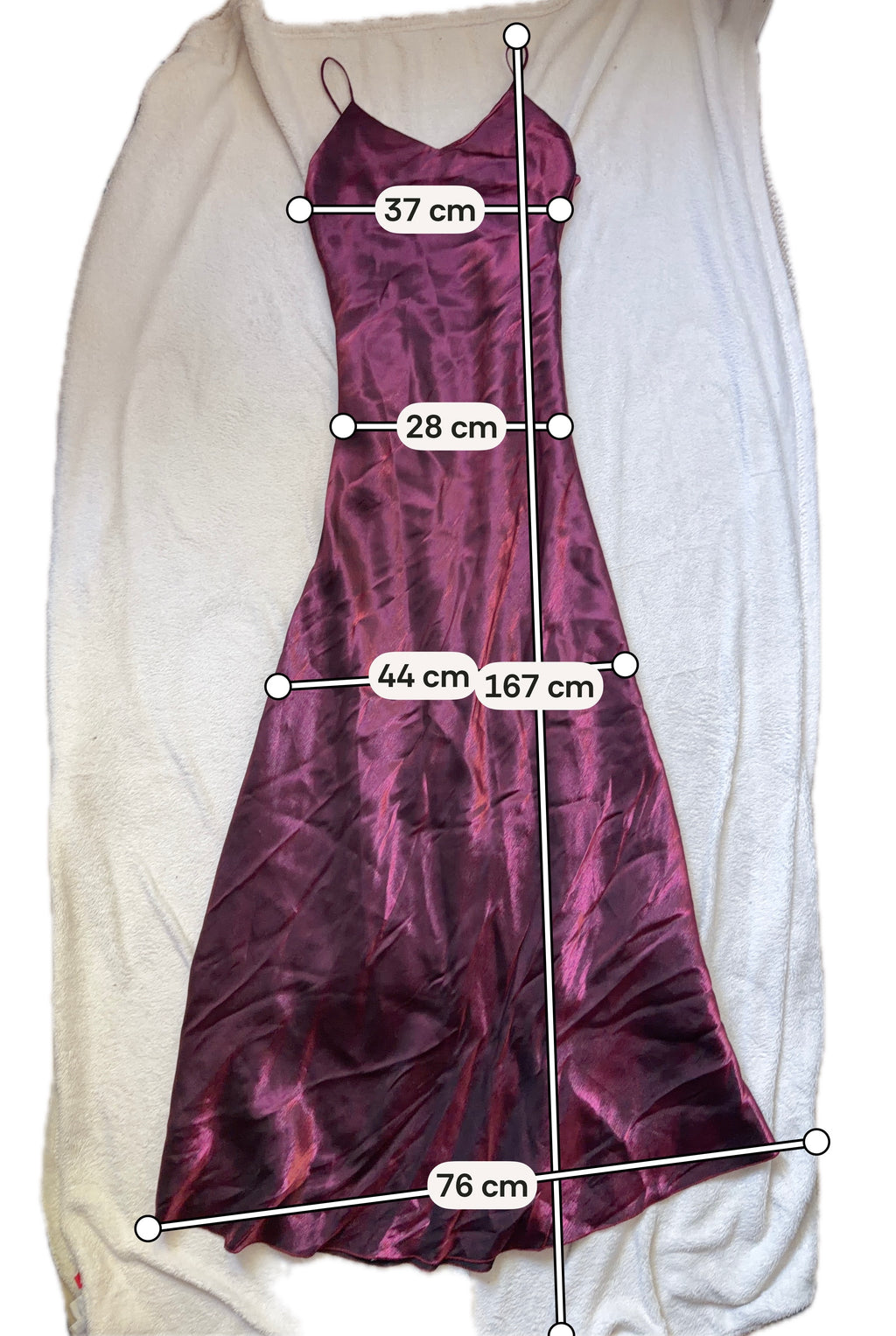 Satin burgundy/raspberry long dress with stole, 90s prom night style – size S/M
