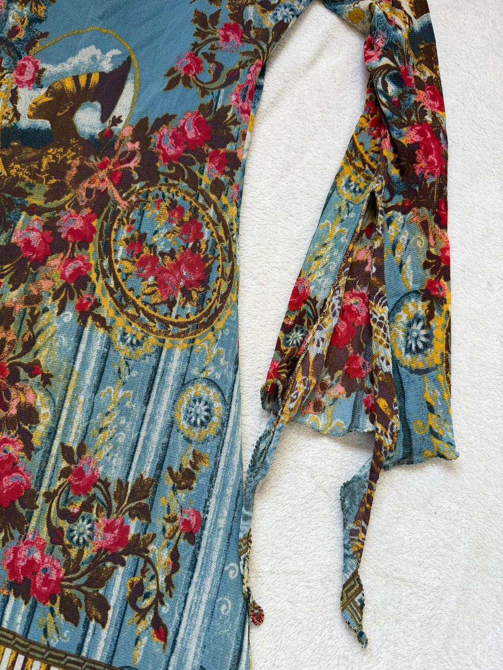 Save The Queen baroque floral print asymmetric hem dress – size S/M/L