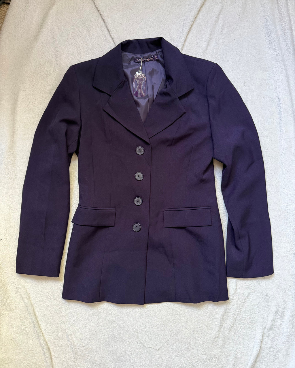 Ensemble blazer cintré et minijupe violet foncé - taille S/M