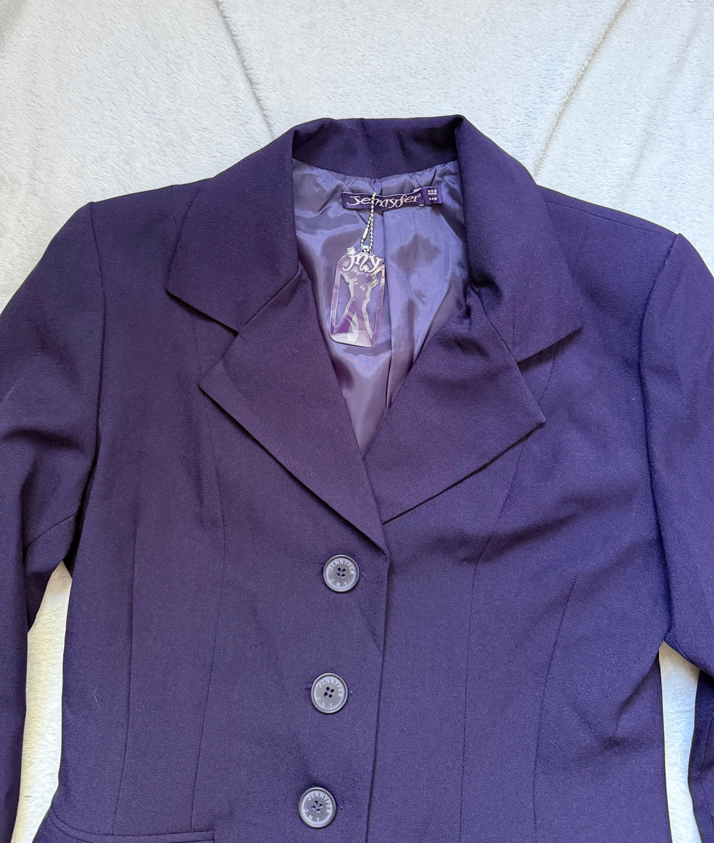 Ensemble blazer cintré et minijupe violet foncé - taille S/M