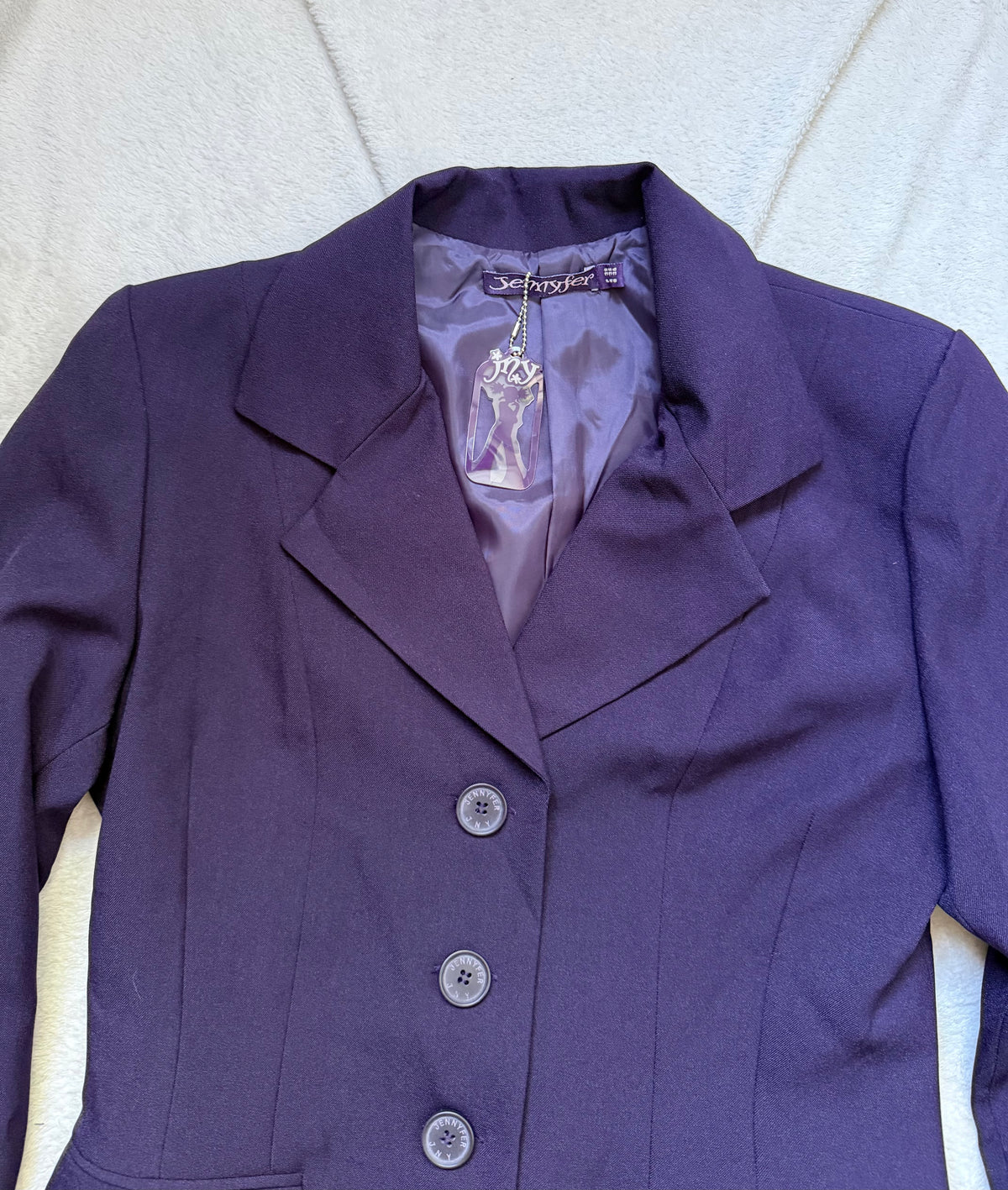 Ensemble blazer cintré et minijupe violet foncé - taille S/M