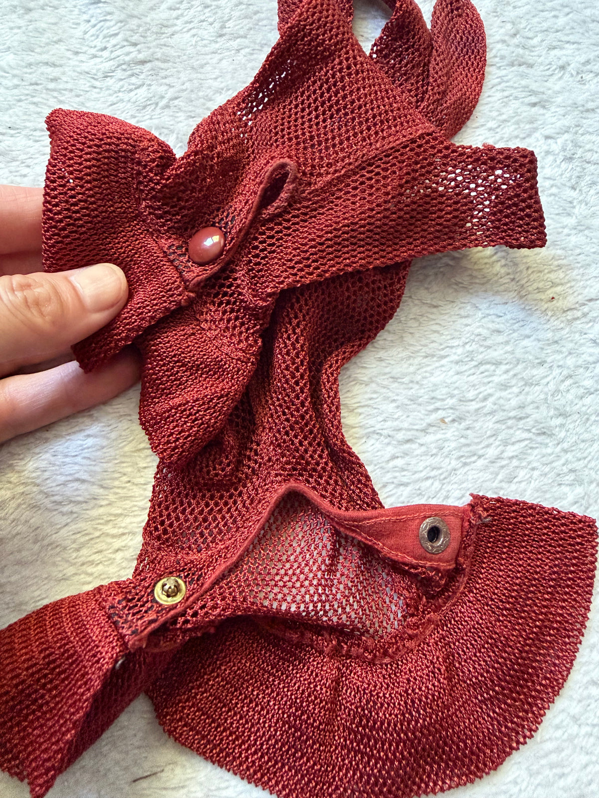 Gants en résille orange à poignets volantés en dentelle – goth cabaret burlesque