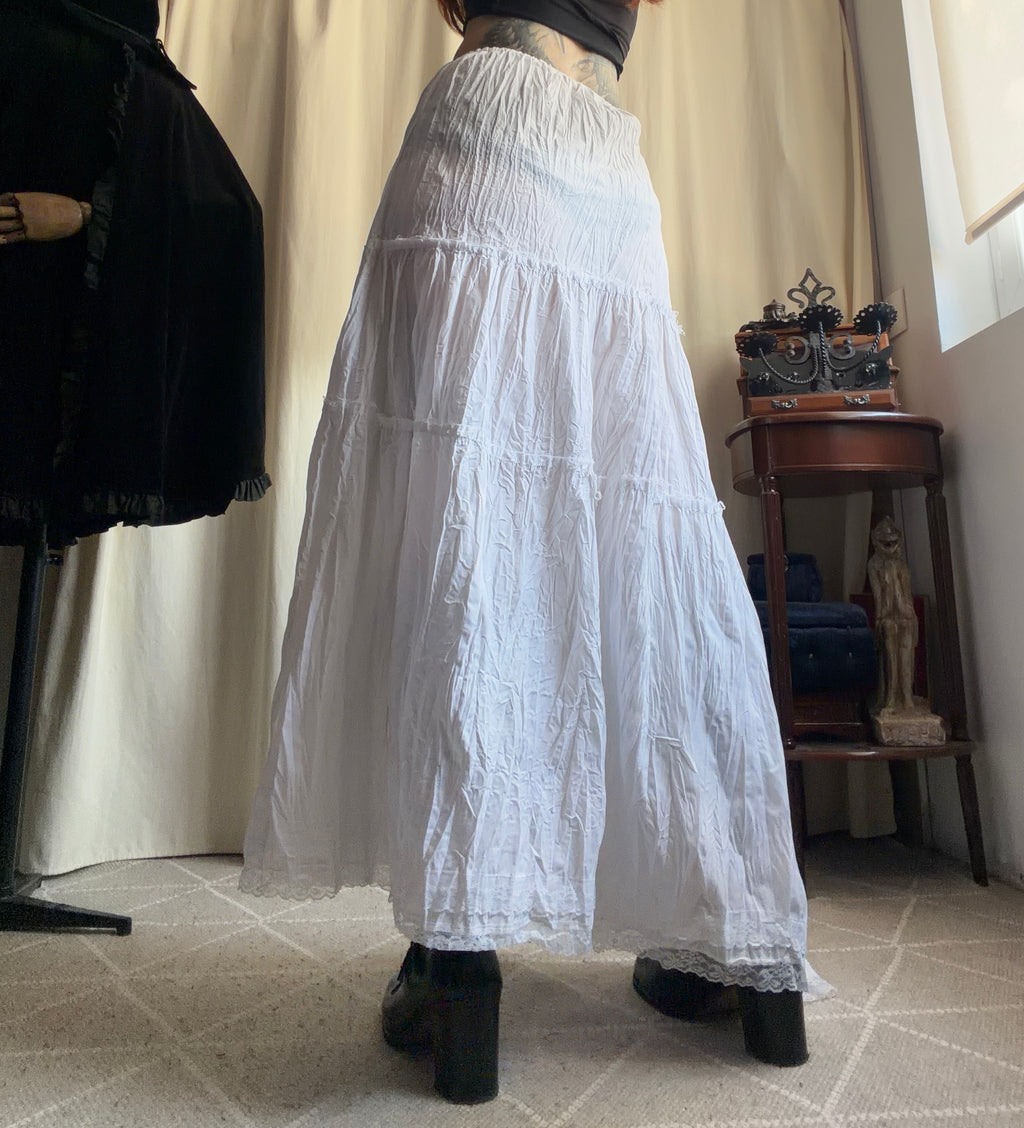 Jupe longue blanche fluide à dentelle style bohème - Taille XS/S