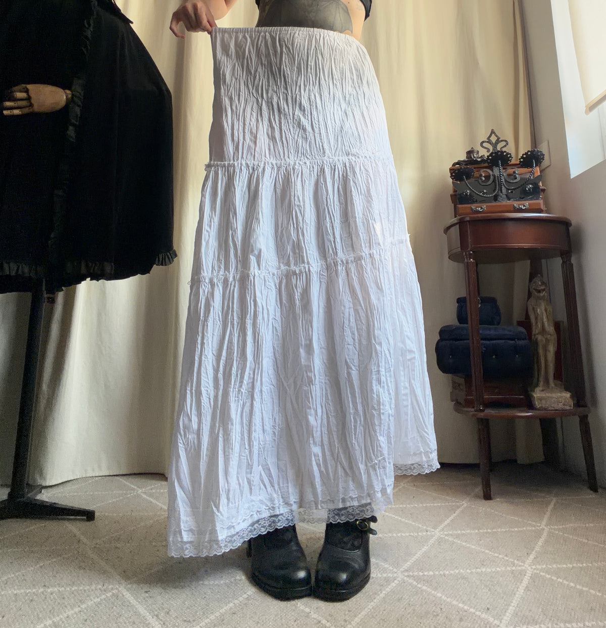 Jupe longue blanche fluide à dentelle style bohème - Taille XS/S