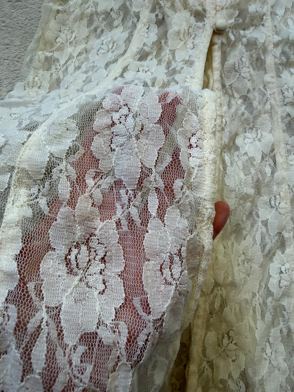 Long top blanc en dentelle florale à boutons style romantic goth victorian - taille S