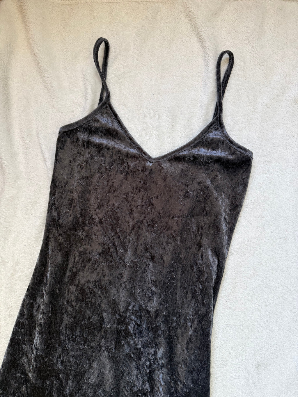 Robe maxi en velours frappé gris anthracite style whimsigoth vampire 90s - taille S/M