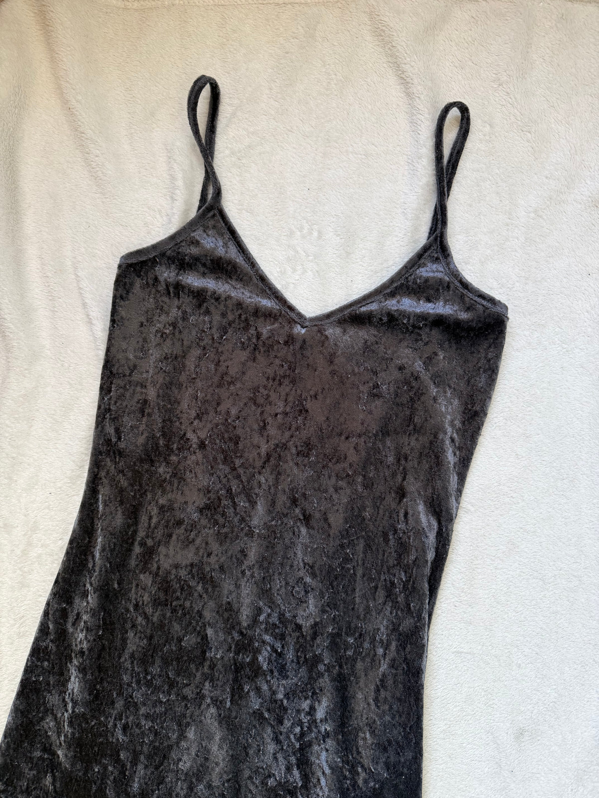 Robe maxi en velours frappé gris anthracite style whimsigoth vampire 90s - taille S/M