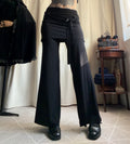 Flowy black trousers with integrated mini skirt - Size S/M
