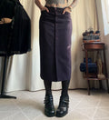 Jupe midi prune taille haute boutonnée devant - Taille M