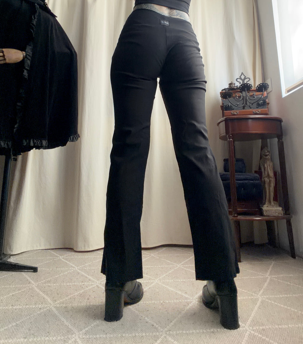 Pantalon noir taille haute boutons apparents style corporate goth - Taille M