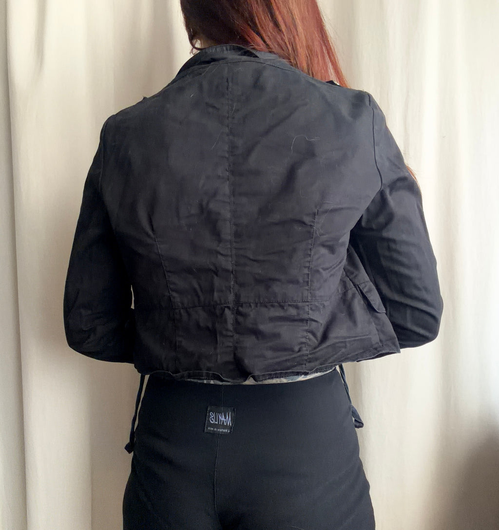 Black fitted officer jacket with military goth style buttons - Size S