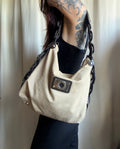 Sac Lancaster beige en toile à anses maillons marron - Y2K boho 00s