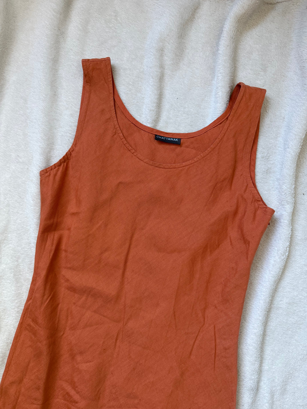 Robe maxi orange en lin coupe ajustée style witchy automne pumpkin - taille M