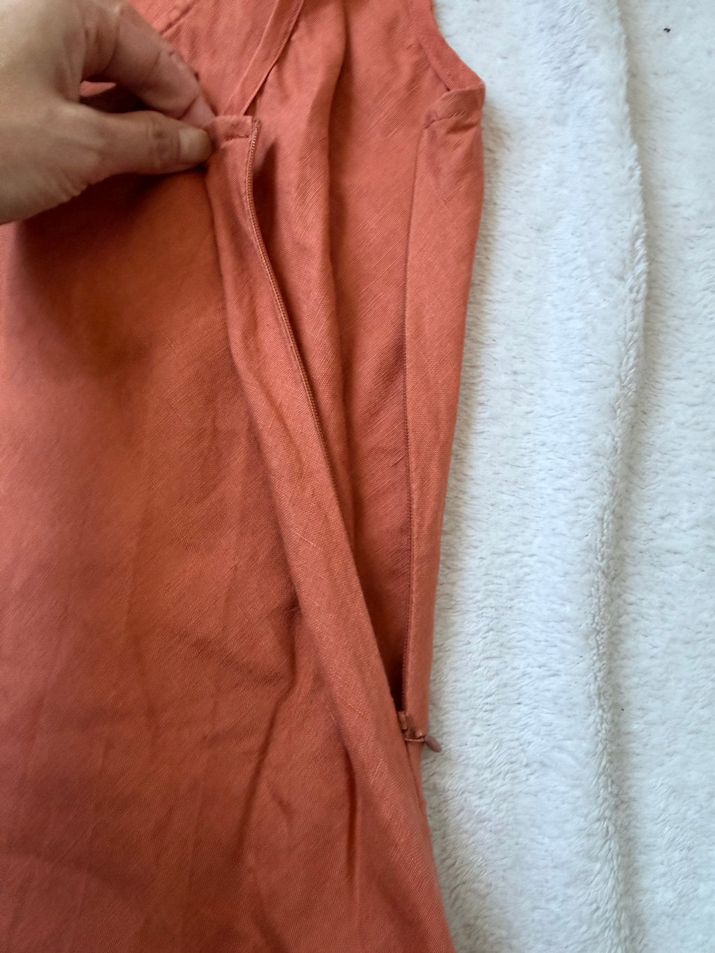 Robe maxi orange en lin coupe ajustée style witchy automne pumpkin - taille M