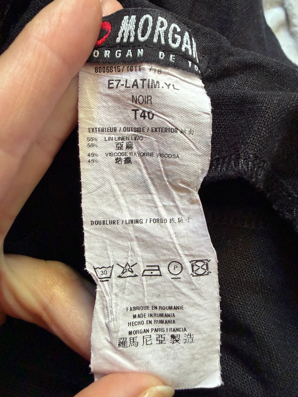 Pantalon noir jambes larges ceinture à œillets style Y2K goth - taille L