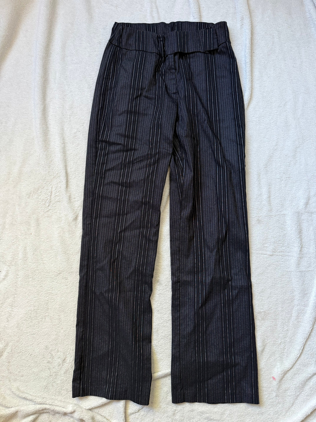 Pantalon noir à fines rayures verticales style office siren corporate - taille S/M