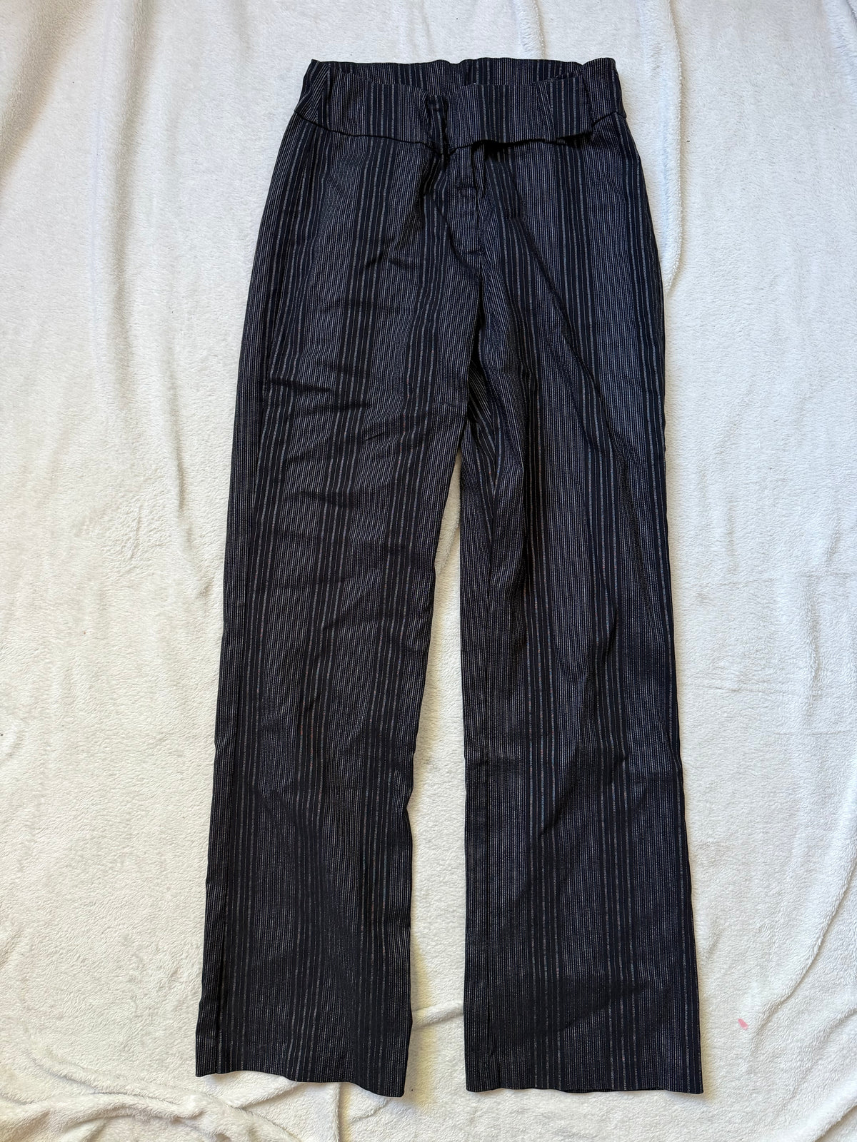 Pantalon noir à fines rayures verticales style office siren corporate - taille S/M
