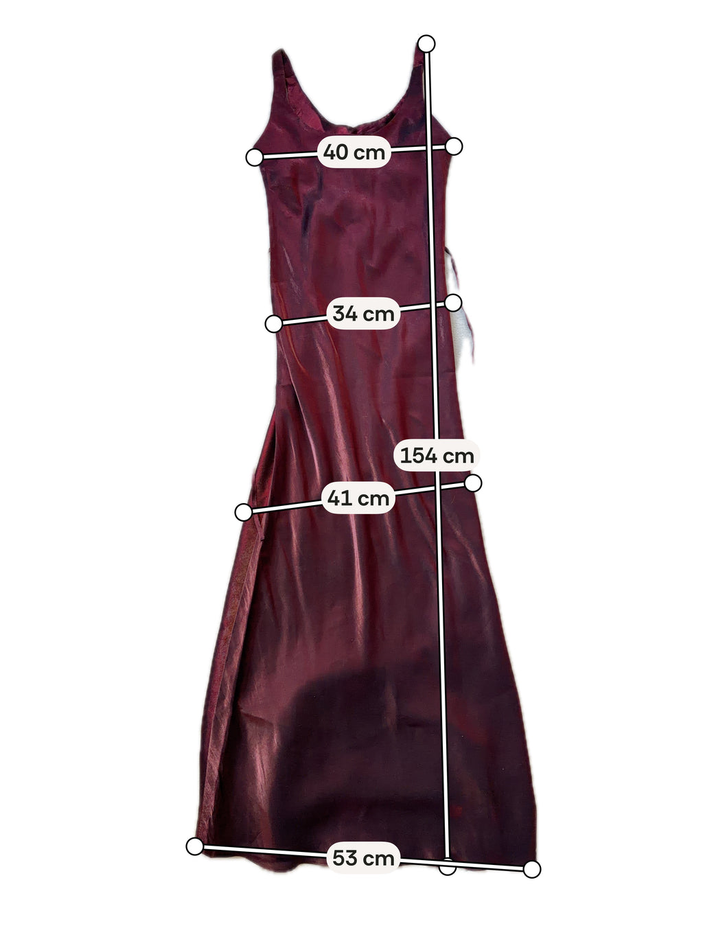 Robe longue bordeaux en satin brillant coupe sirène style vampire goth romantique 90s - taille S