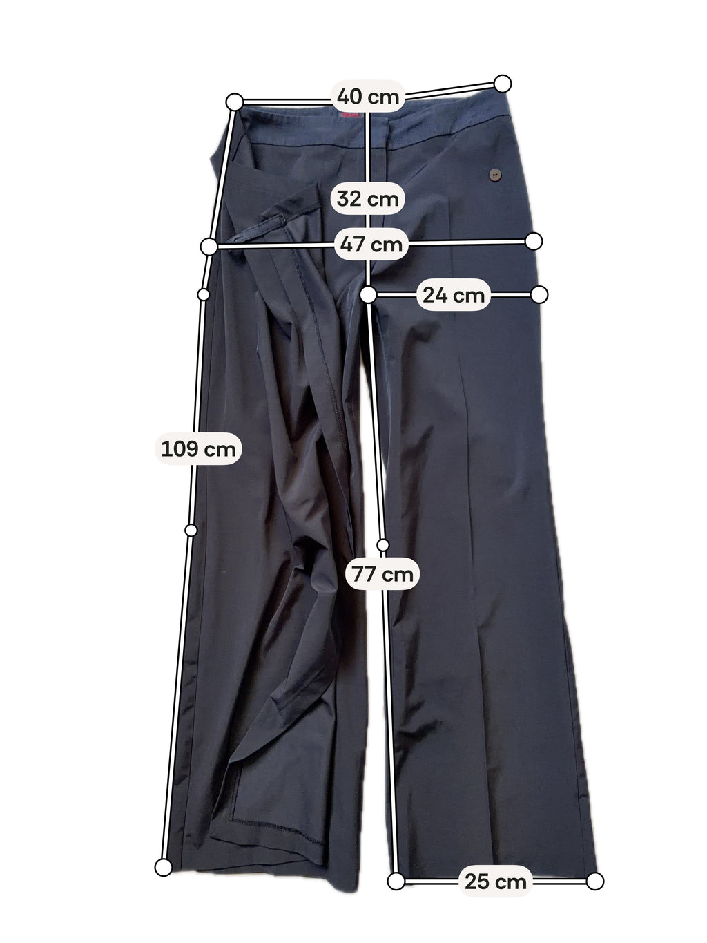 Pantalon noir wide leg avec pan asymétrique style avant garde goth - taille M