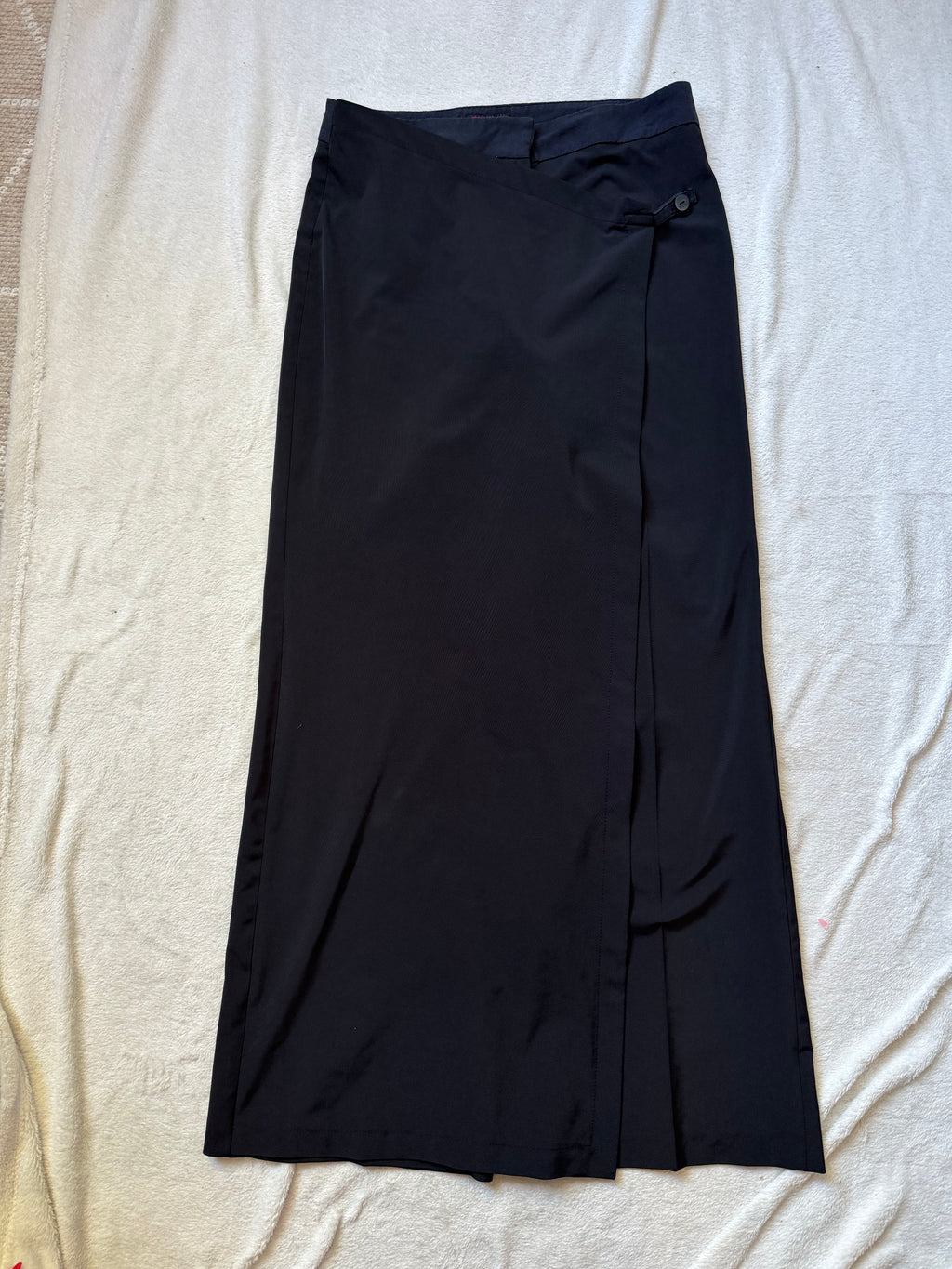 Pantalon noir wide leg avec pan asymétrique style avant garde goth - taille M
